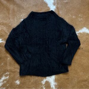 Newport News Fuzzy Black Women's Mockneck Sweater